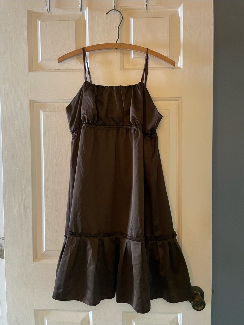 Vera Wang Brown Spaghetti-Strap Midi Dress